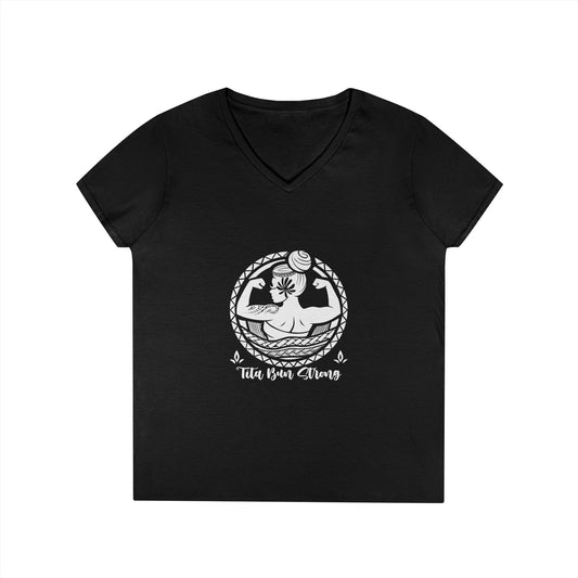 Ladies' V-Neck T-Shirt - "Tita Bun Strong" Inspirational Design