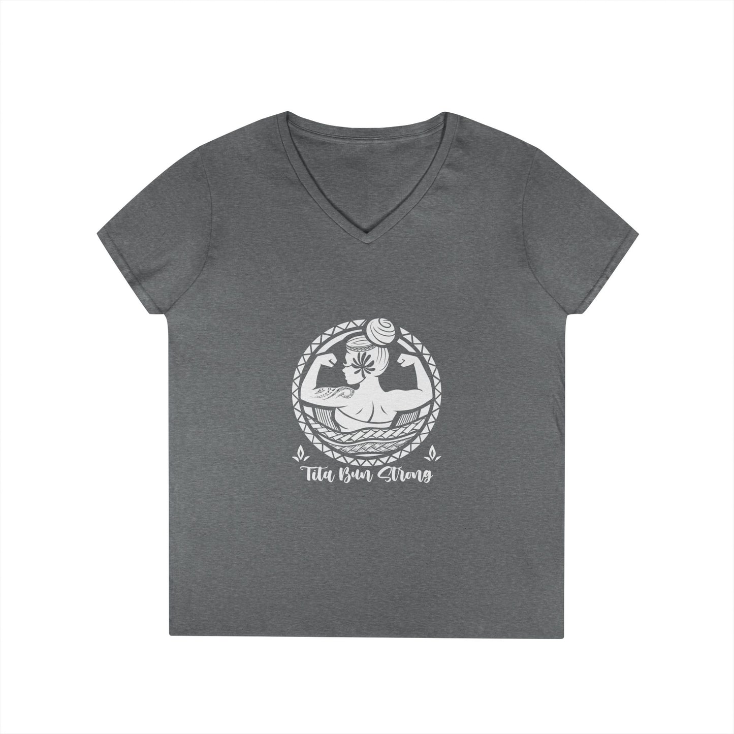 Ladies' V-Neck T-Shirt - "Tita Bun Strong" Inspirational Design