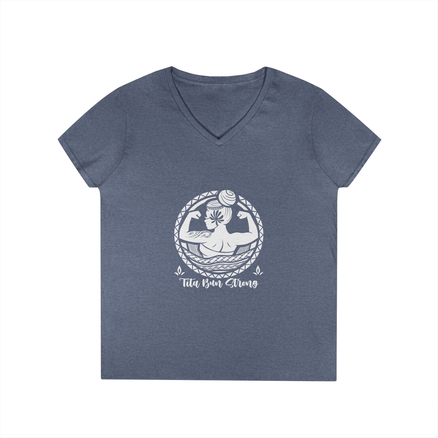Ladies' V-Neck T-Shirt - "Tita Bun Strong" Inspirational Design