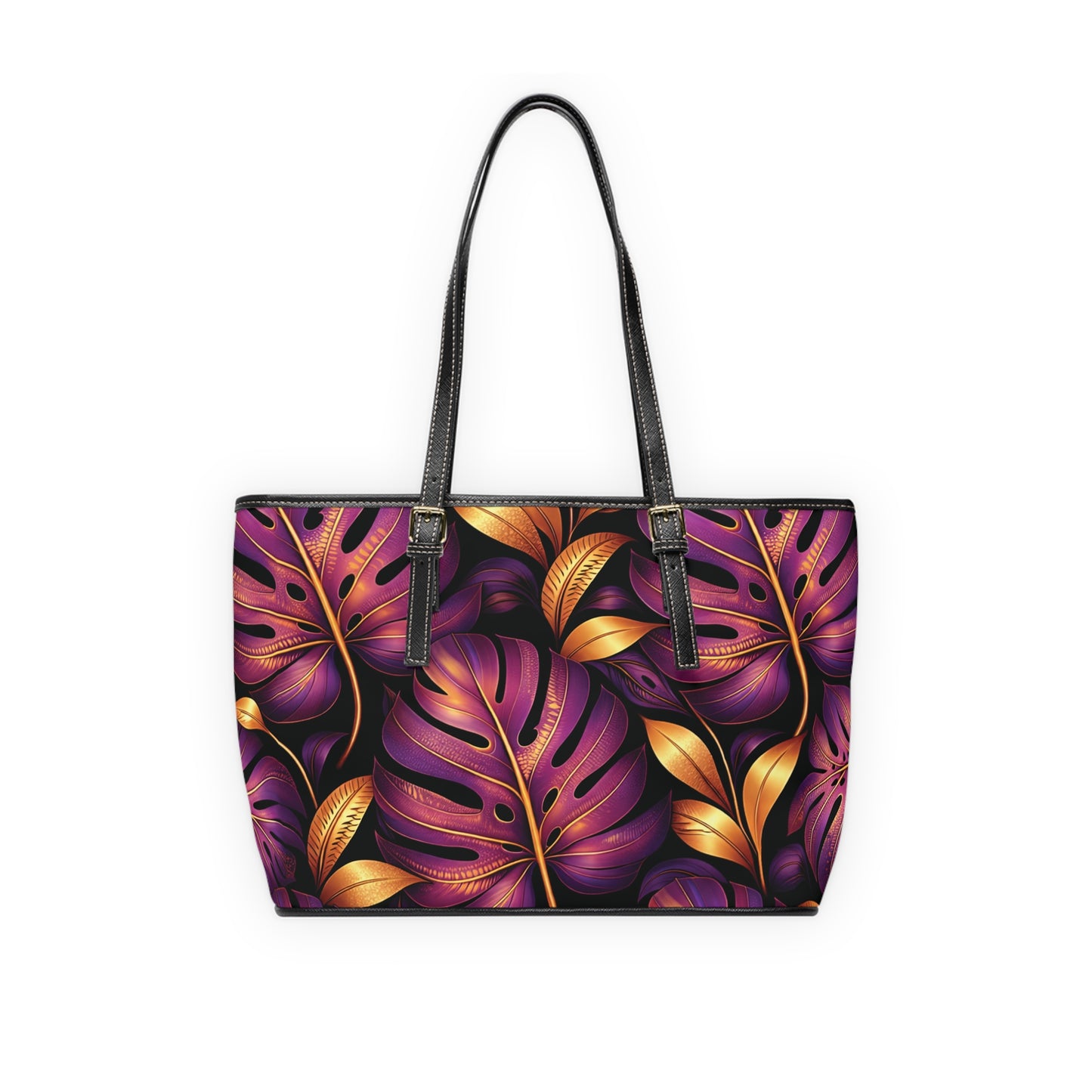 Purple & Gold Monstera Tote