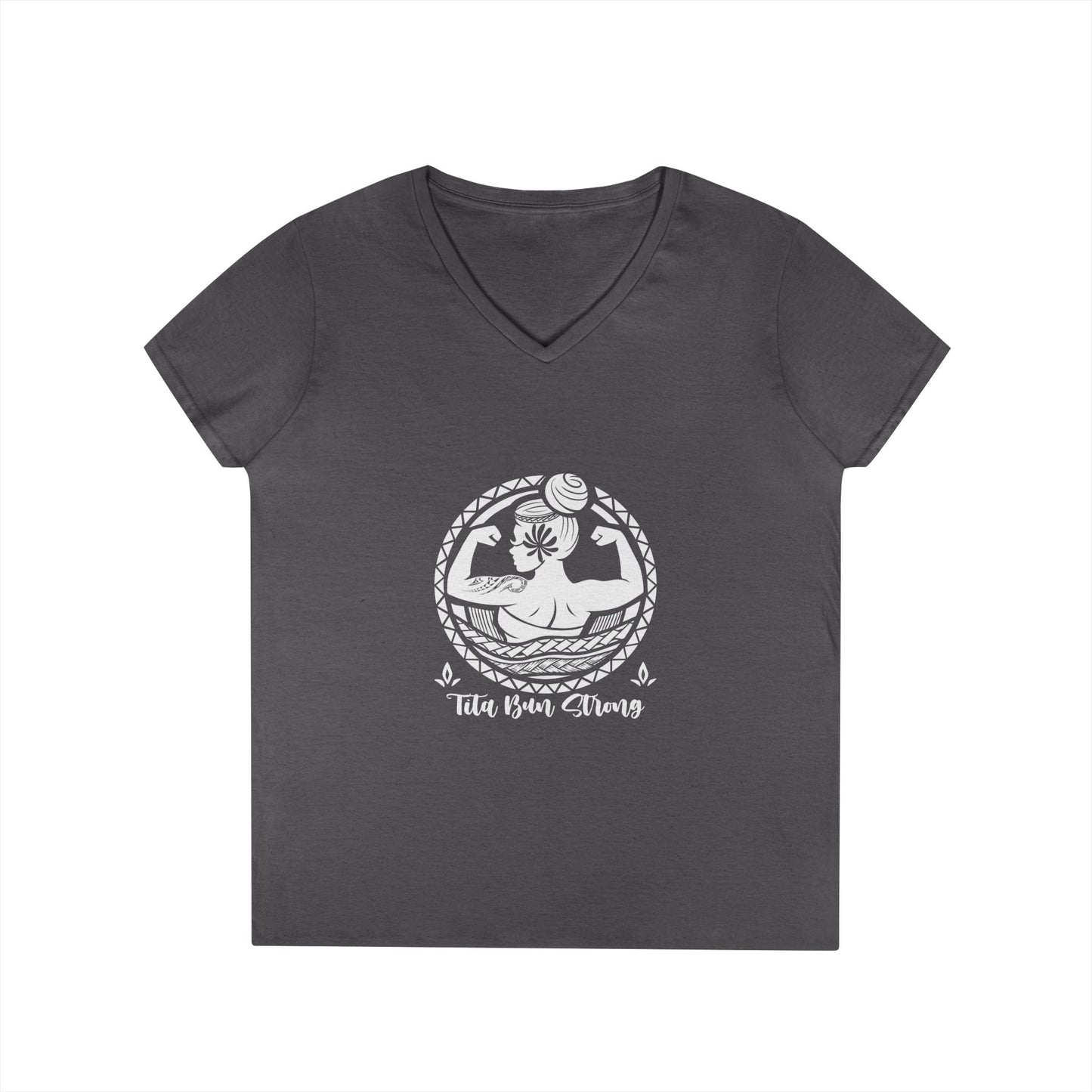 Ladies' V-Neck T-Shirt - "Tita Bun Strong" Inspirational Design