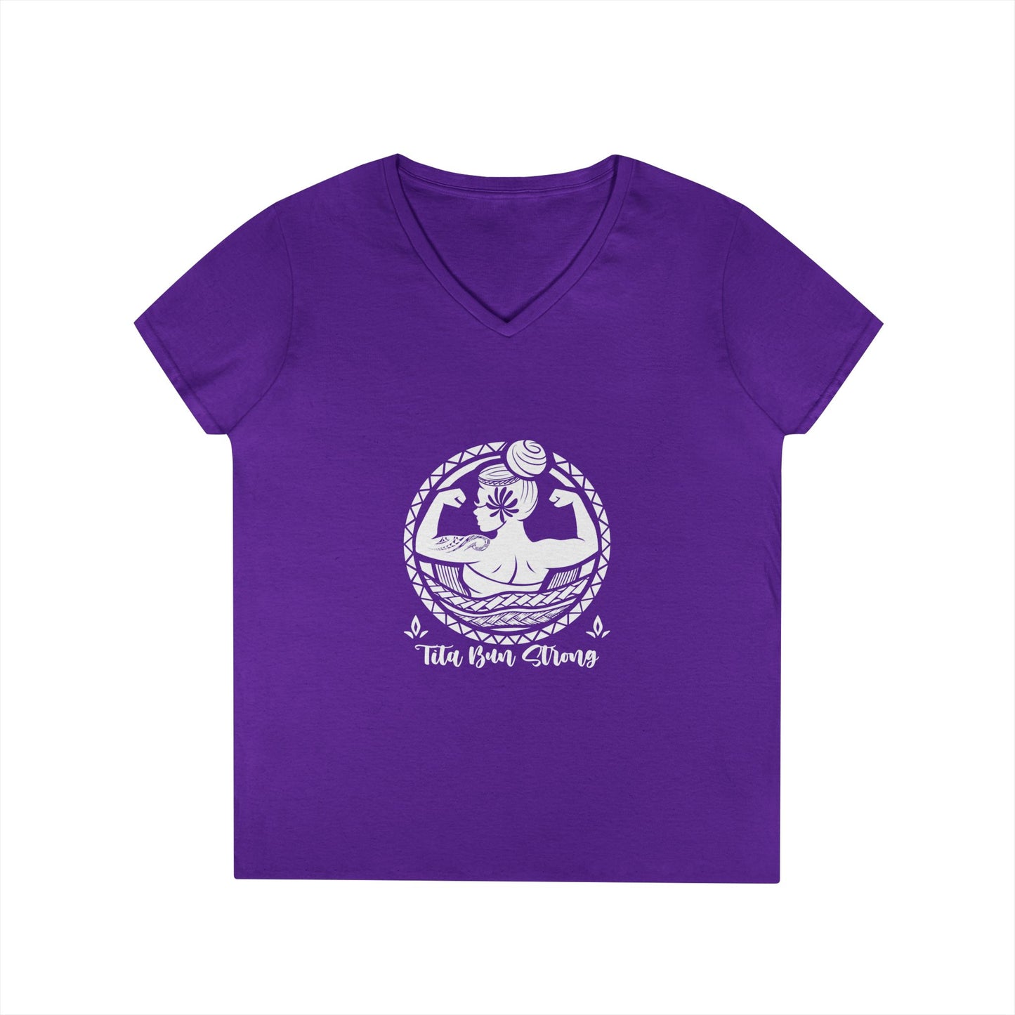 Ladies' V-Neck T-Shirt - "Tita Bun Strong" Inspirational Design