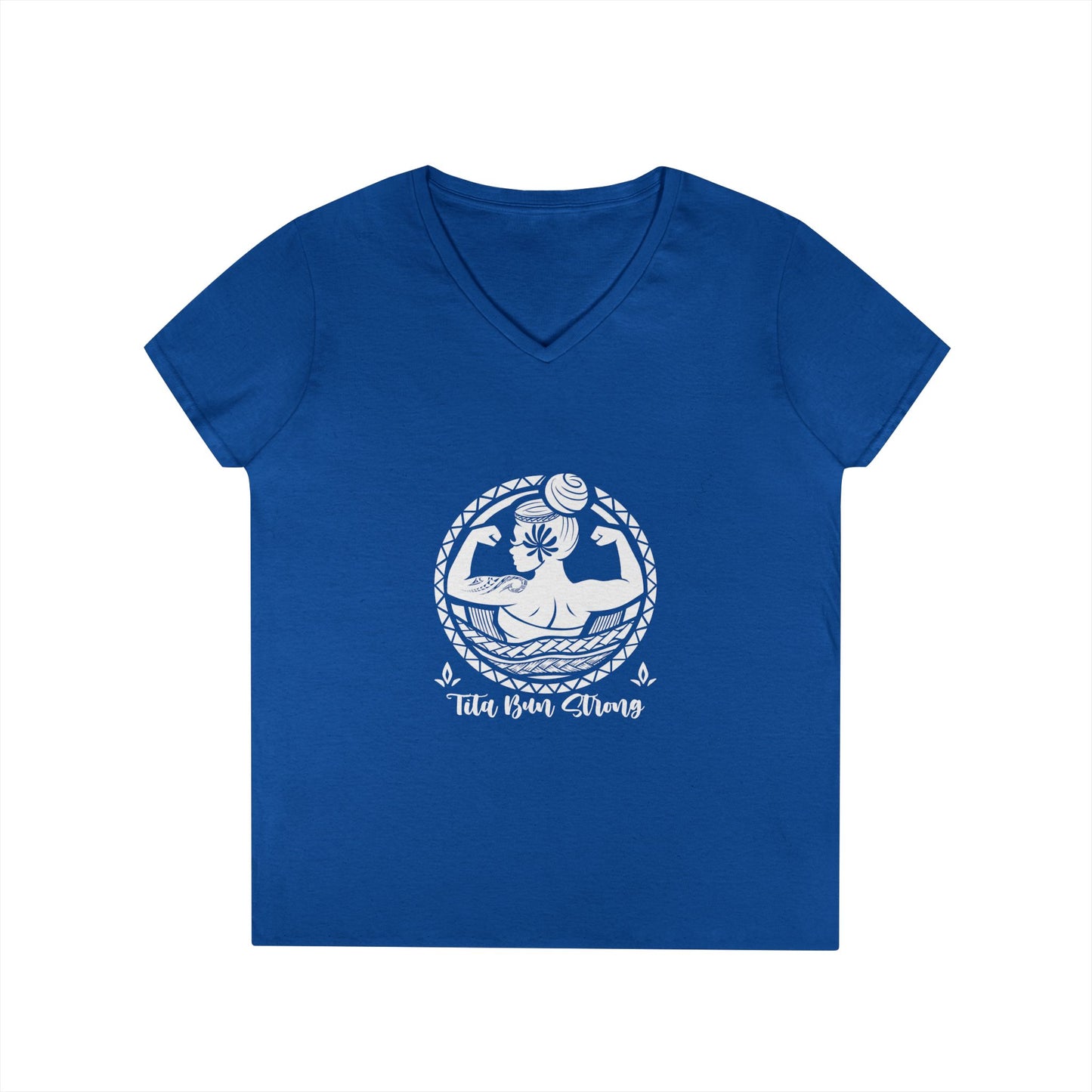 Ladies' V-Neck T-Shirt - "Tita Bun Strong" Inspirational Design