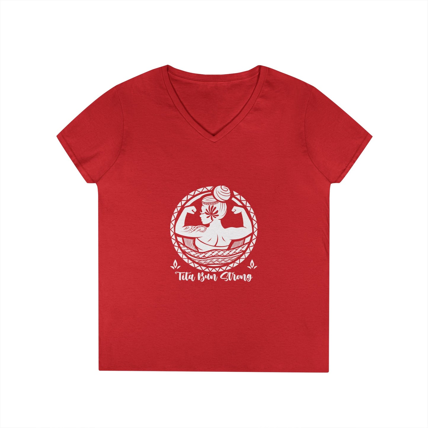 Ladies' V-Neck T-Shirt - "Tita Bun Strong" Inspirational Design