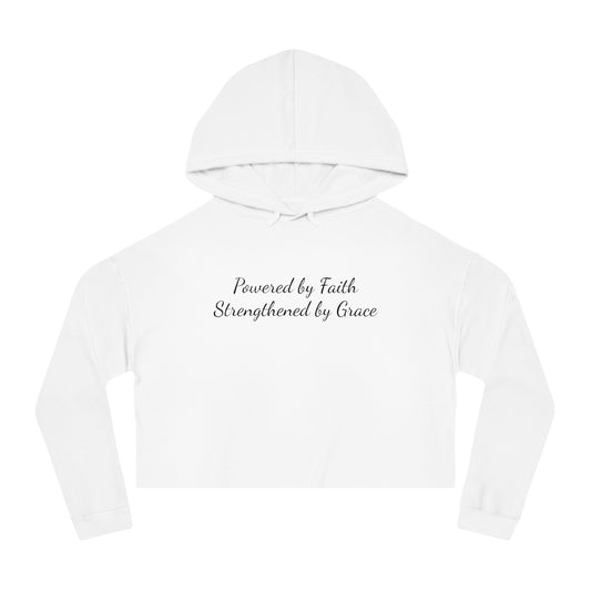 Cropped Top Hoodie — "Powered by Faith, Strengthened by Grace"