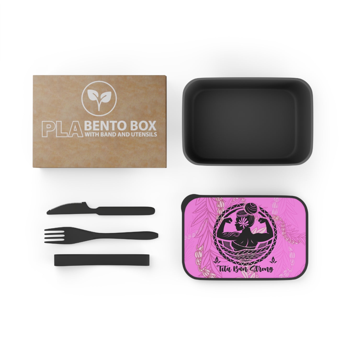 Bento Box – Pink PLA Lunchbox with Band & Utensils
