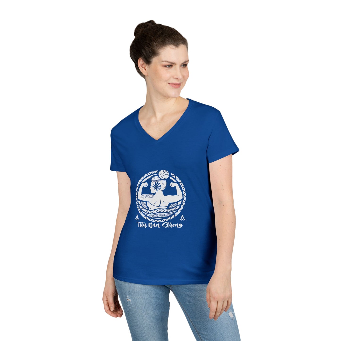 Ladies' V-Neck T-Shirt - "Tita Bun Strong" Inspirational Design