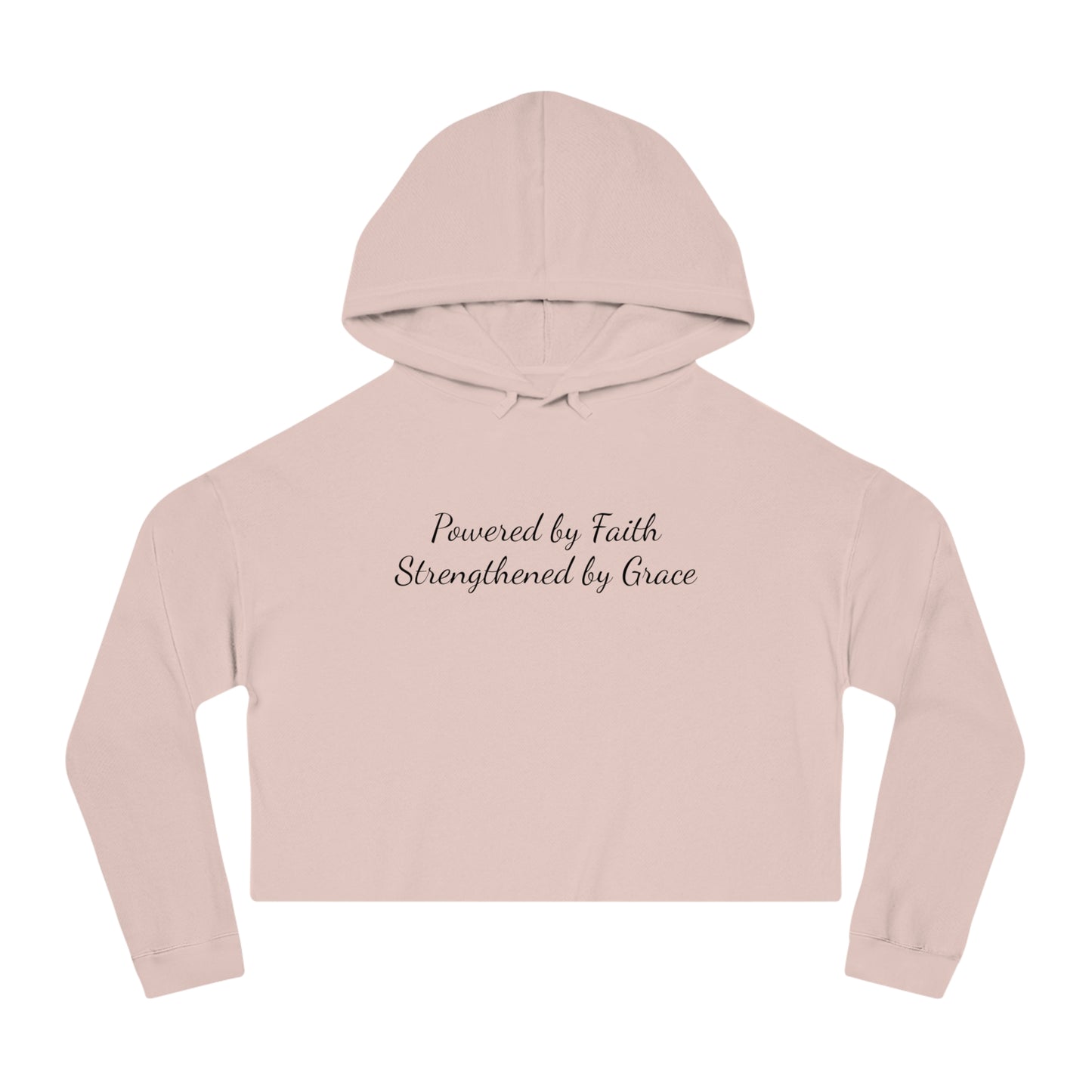 Cropped Top Hoodie — "Powered by Faith, Strengthened by Grace"