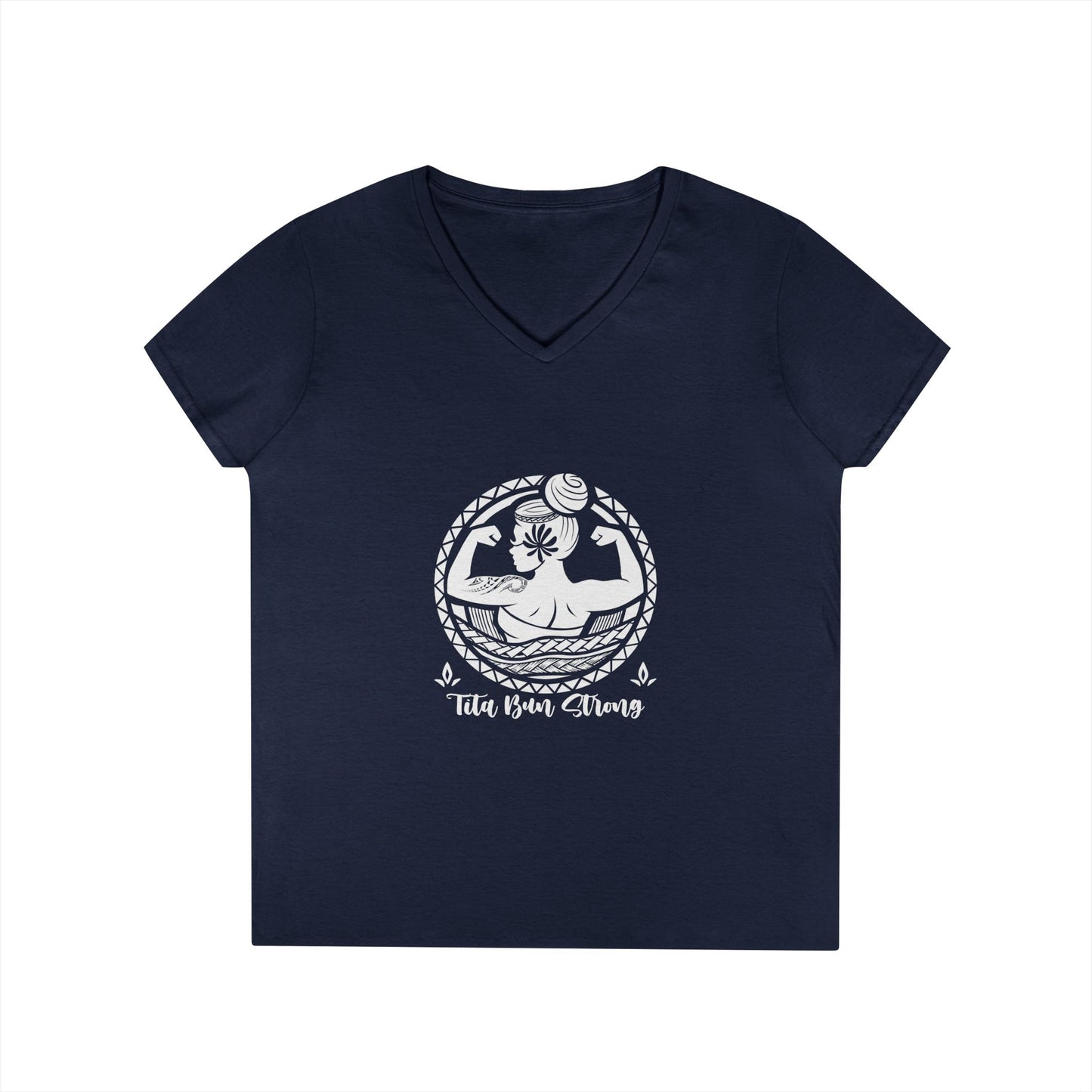 Ladies' V-Neck T-Shirt - "Tita Bun Strong" Inspirational Design